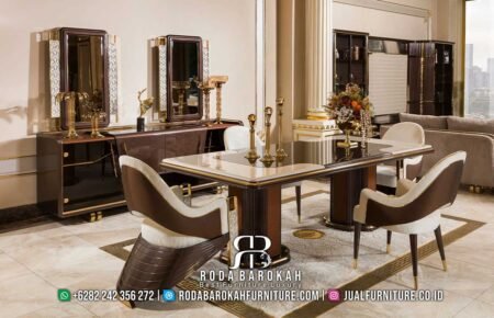 Set Ruang Makan Meja Makan Stainless Mewah Modern RB-584