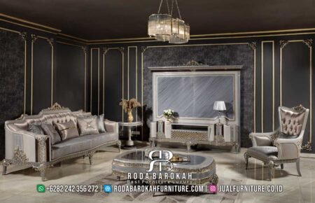 Set Sofa Ruang Tamu Venetia Mewah Aksen Gold RB-496