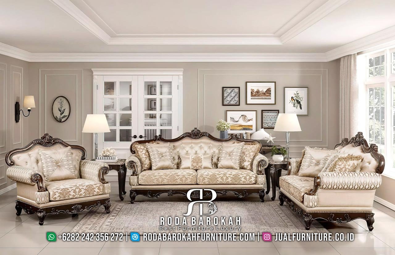 Set Sofa Tamu Mewah Klasik Kayu Jati Salak Tua RB1088