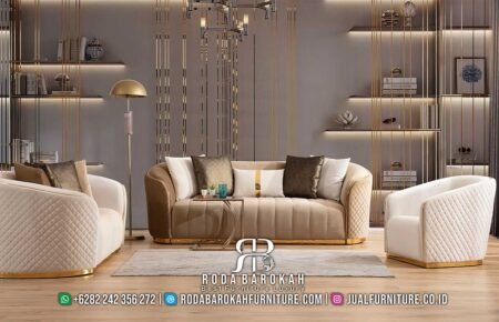 Set Sofa Tamu Minimalis Modern Mewah Krem Putih RB1073