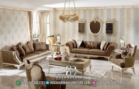 Set Sofa Tamu Minimalis Ukir Rose Gold Jepara RB-435