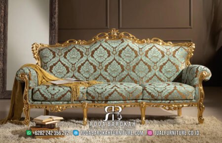 Sofa Mewah 3 Seater Classic Golden Luxury Fabric RB-28