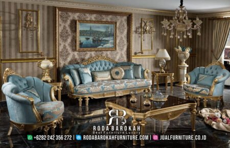 Sofa Tamu Mewah Jepara Blue Sea Elegant Fabric RB-15