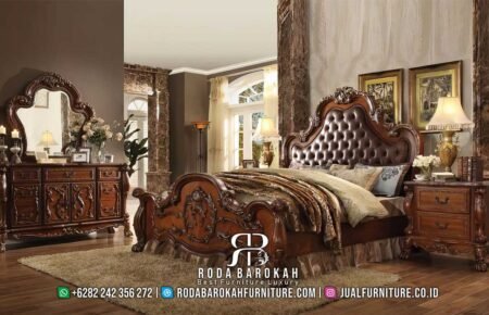 Tempat Tidur Mewah Jati Ukir Salak Tua Jok Chesterfield RB1065