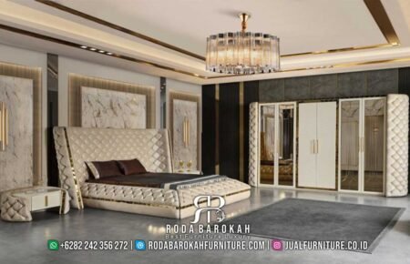 Tempat Tidur Mewah Modern Aksen Stainless Gold RB-588