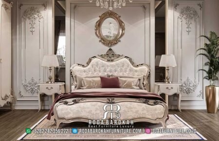 Desain Tempat Tidur Ukir Mewah Napoleon Relief Halus RB1050