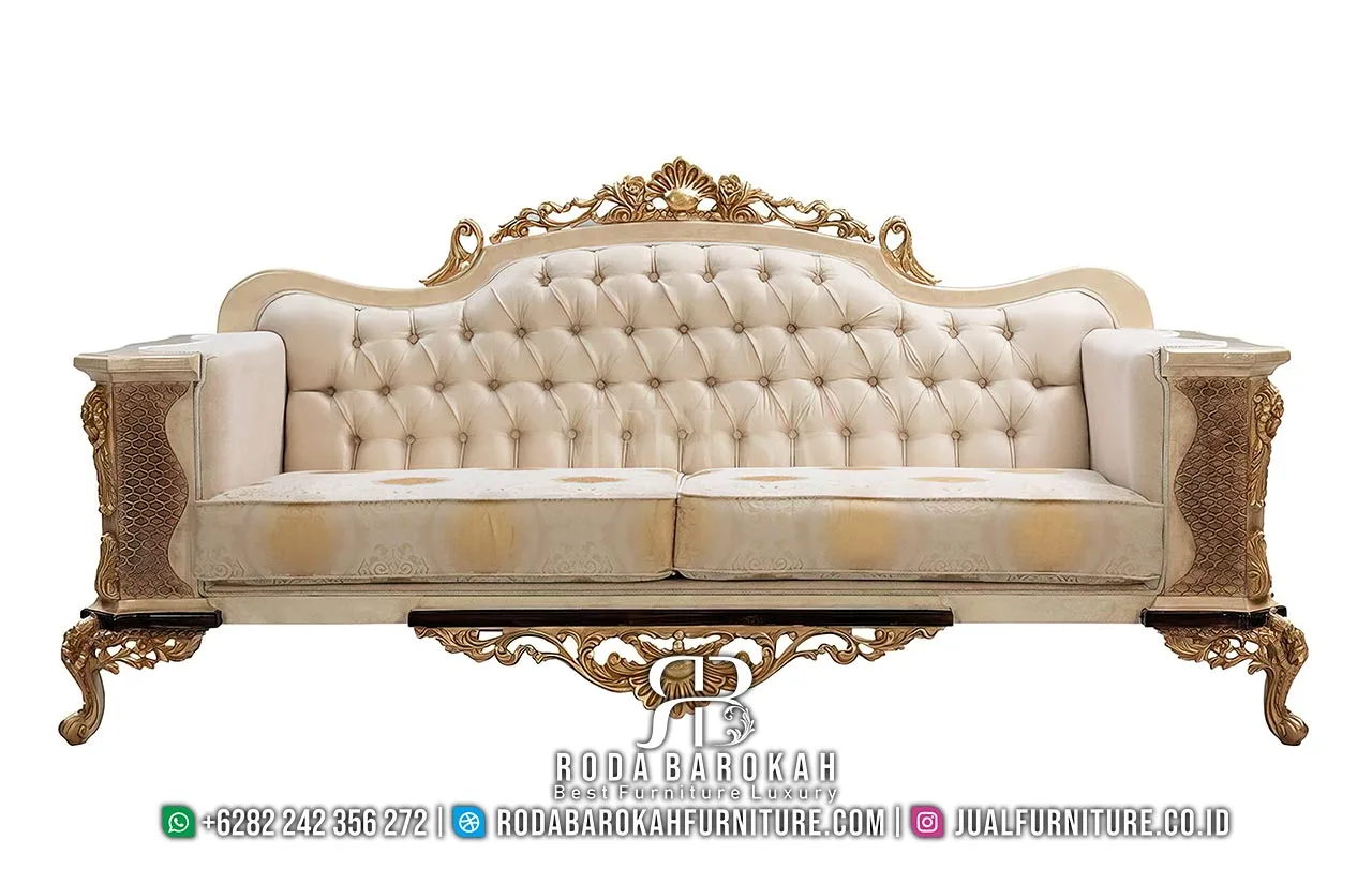 Jual Set Sofa Tamu Mewah Ukiran Gold RB1099 - Gambar 2