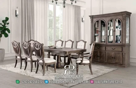 Set Meja Makan Mewah 8 Kursi Ukiran Terpopuler RB1094