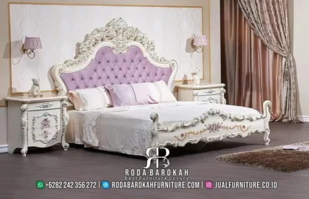 Tempat Tidur Set Mewah Elegan Kain Lilac Beludru RB1092