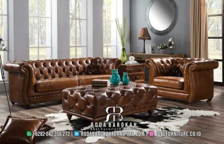 Tersedia Sekarang Sofa Chester Kulit Oscar Pengiriman Cepat RB-735